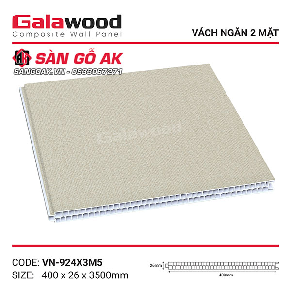 Tấm vách ngăn nhựa vân vải kem Galawood VN-924